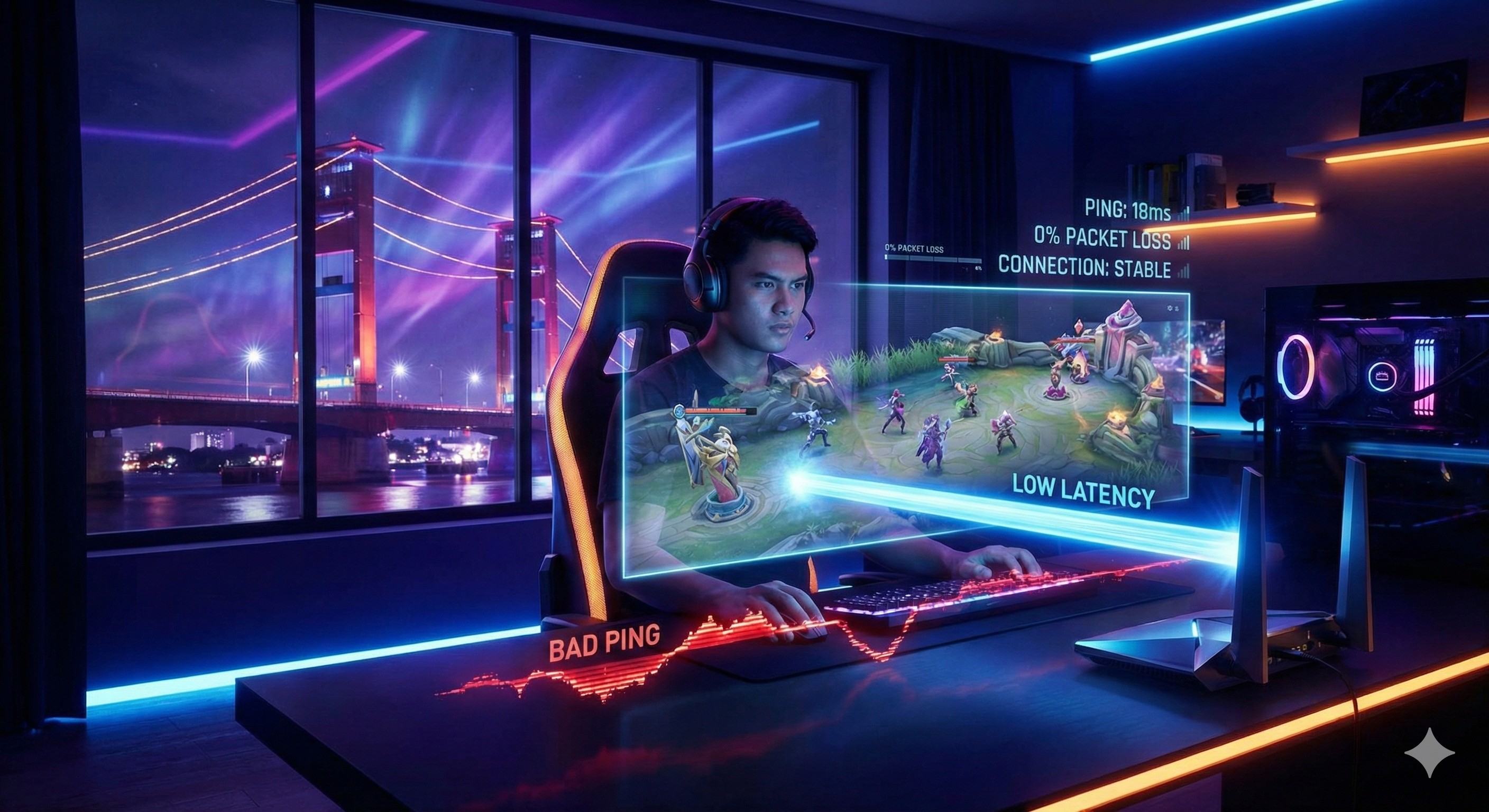 
                            ISP Terbaik untuk Gaming di Palembang - Ping Rendah & Stabil